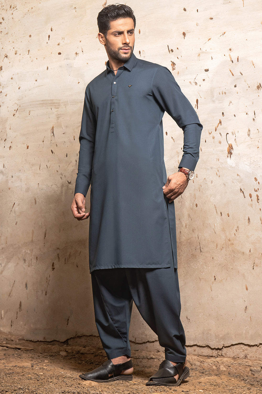 MIDNIGHT BLUE CHAMBRAY KAMEEZ SHALWAR