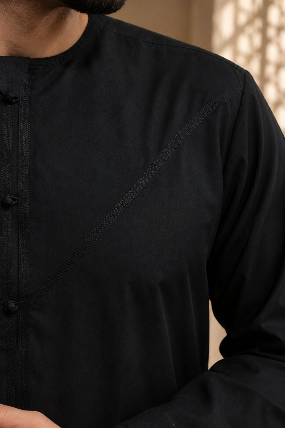 Black Emirati Thobe with Tassel