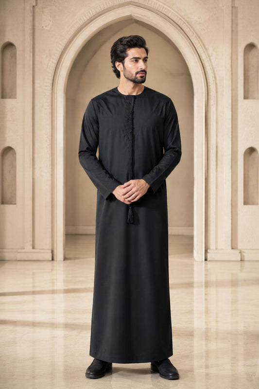 Black Emirati Thobe with Tassel