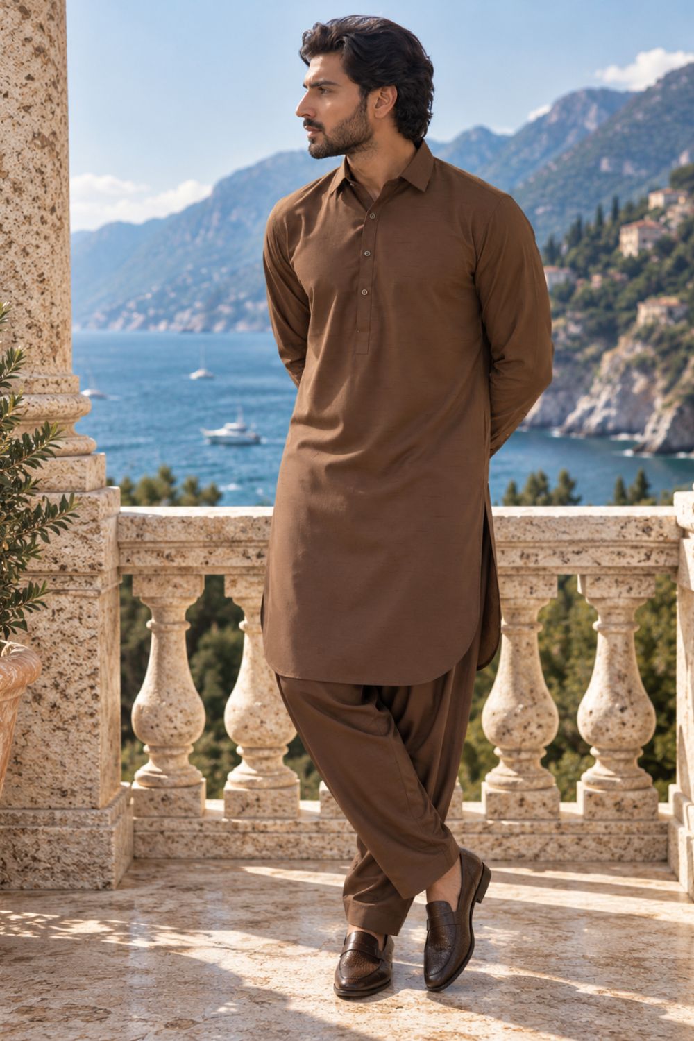 Otter Brown Kameez Shalwar