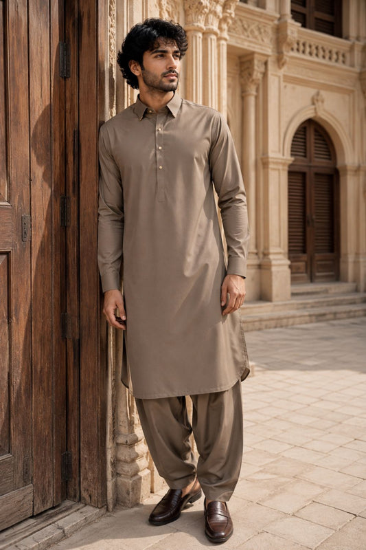Fawn Kameez Shalwar