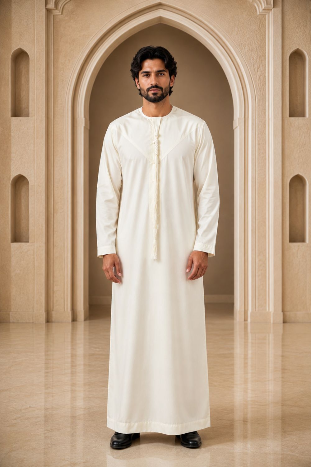 Cream Emirati Thobe with Tassel