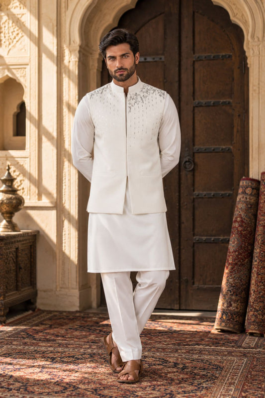 White Embroidered Waistcoat