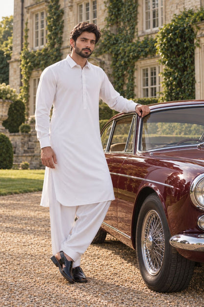 Classic White Kameez Shalwar