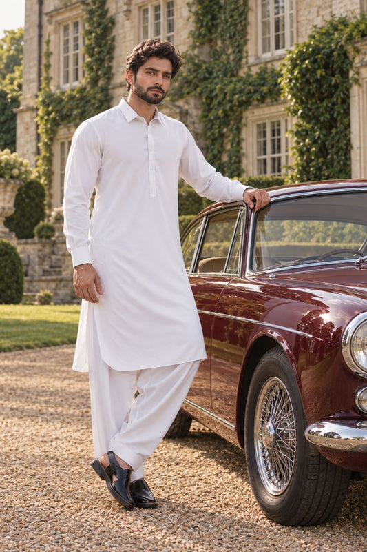 Classic White Kameez Shalwar