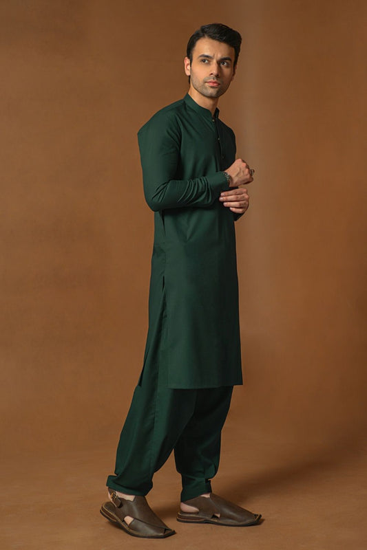 Dark Teal Kameez Shalwar