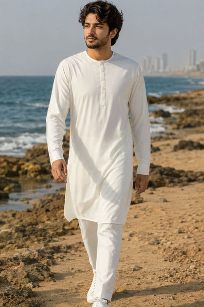 Cream Casual Kurta Pajama