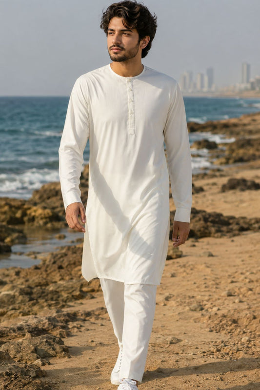 Cream Casual Kurta Pajama