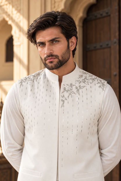 White Embroidered Waistcoat