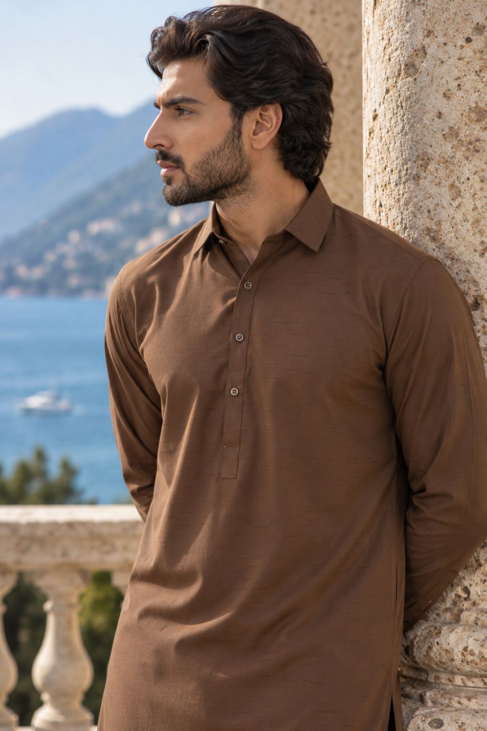 Otter Brown Kameez Shalwar