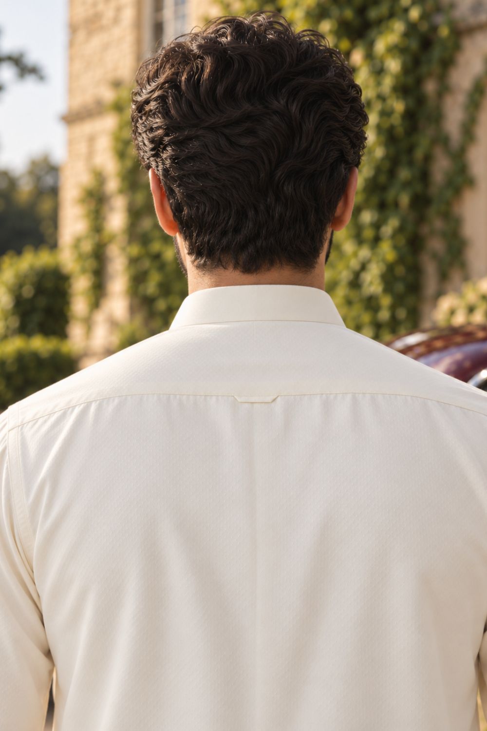 Cream Self Textured Kameez Shalwar