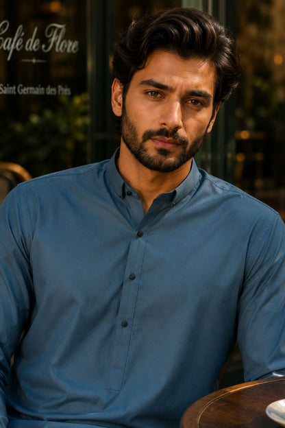 Slate Gray Kameez Shalwar