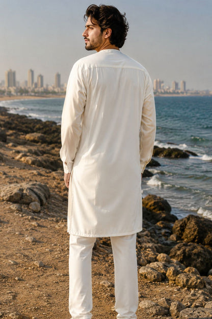 Cream Casual Kurta Pajama