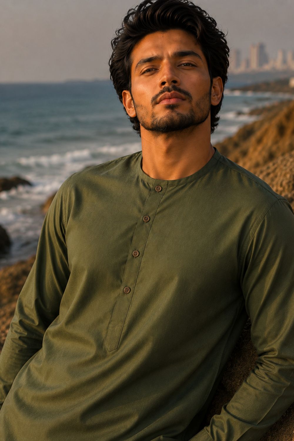 Olive Green Casual Kurta Pajama
