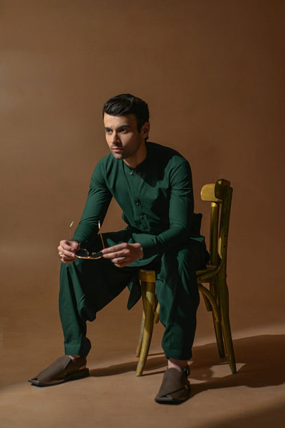 Dark Teal Kameez Shalwar