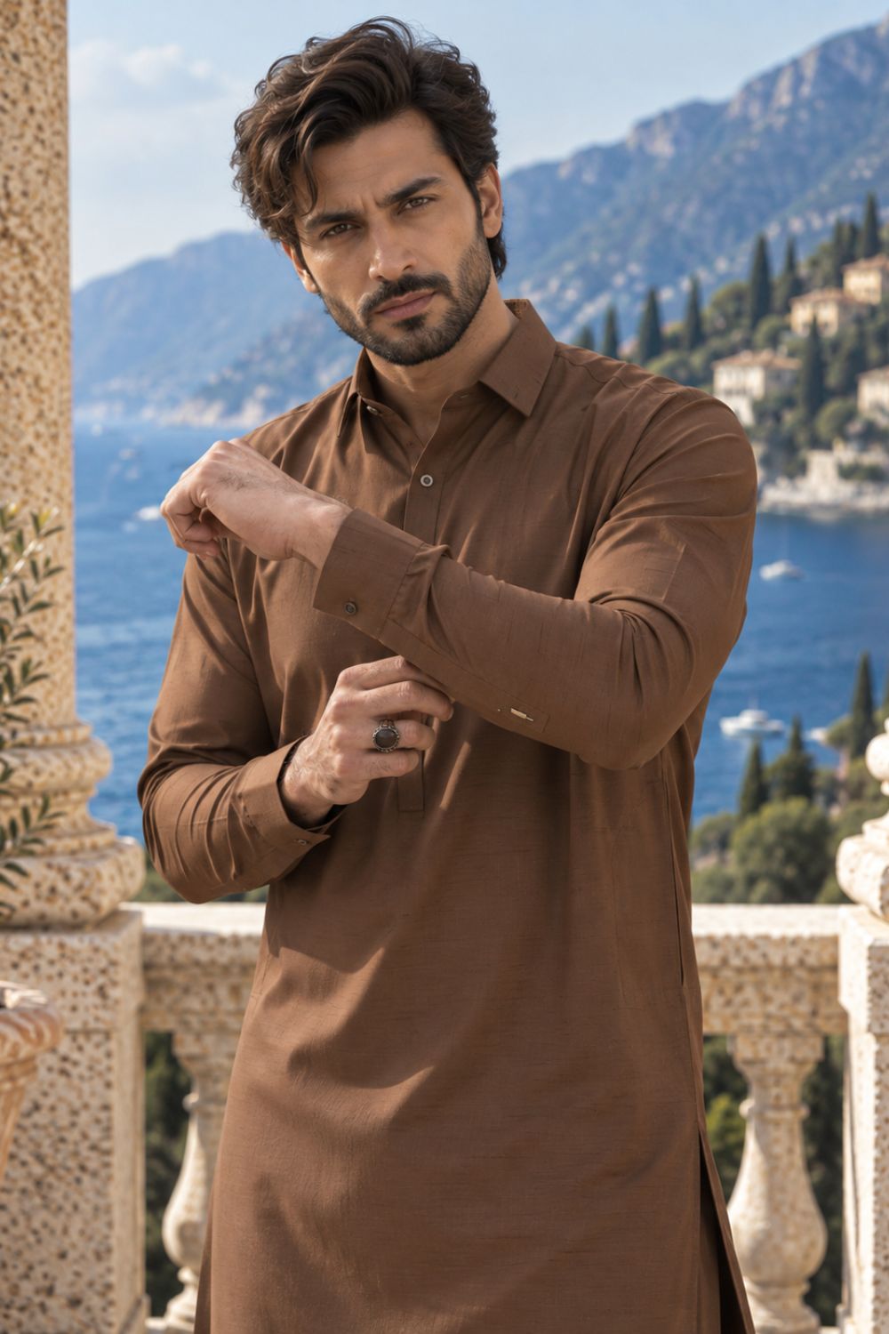 Otter Brown Kameez Shalwar