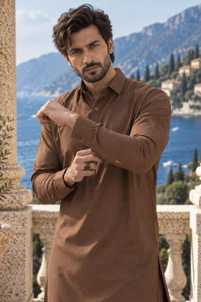 Otter Brown Kameez Shalwar