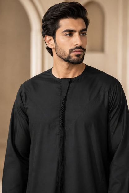 Black Emirati Thobe with Tassel