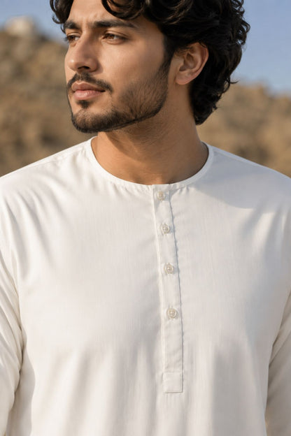 Cream Casual Kurta Pajama