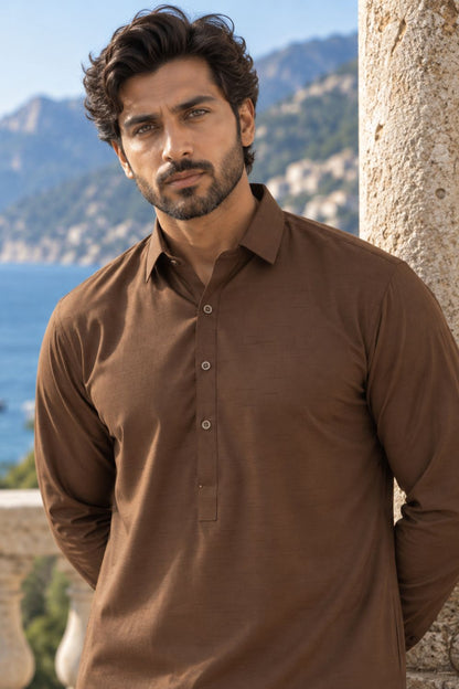 Otter Brown Kameez Shalwar