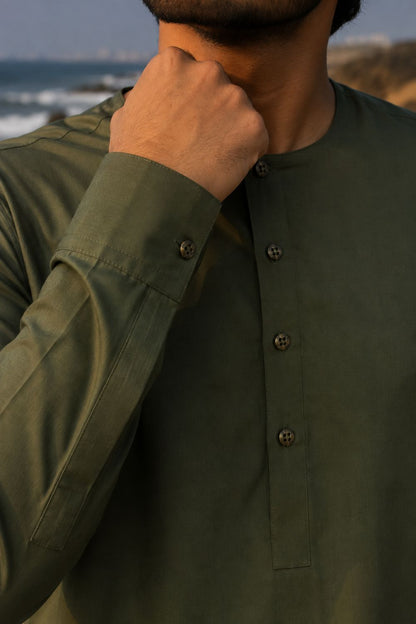 Olive Green Casual Kurta Pajama