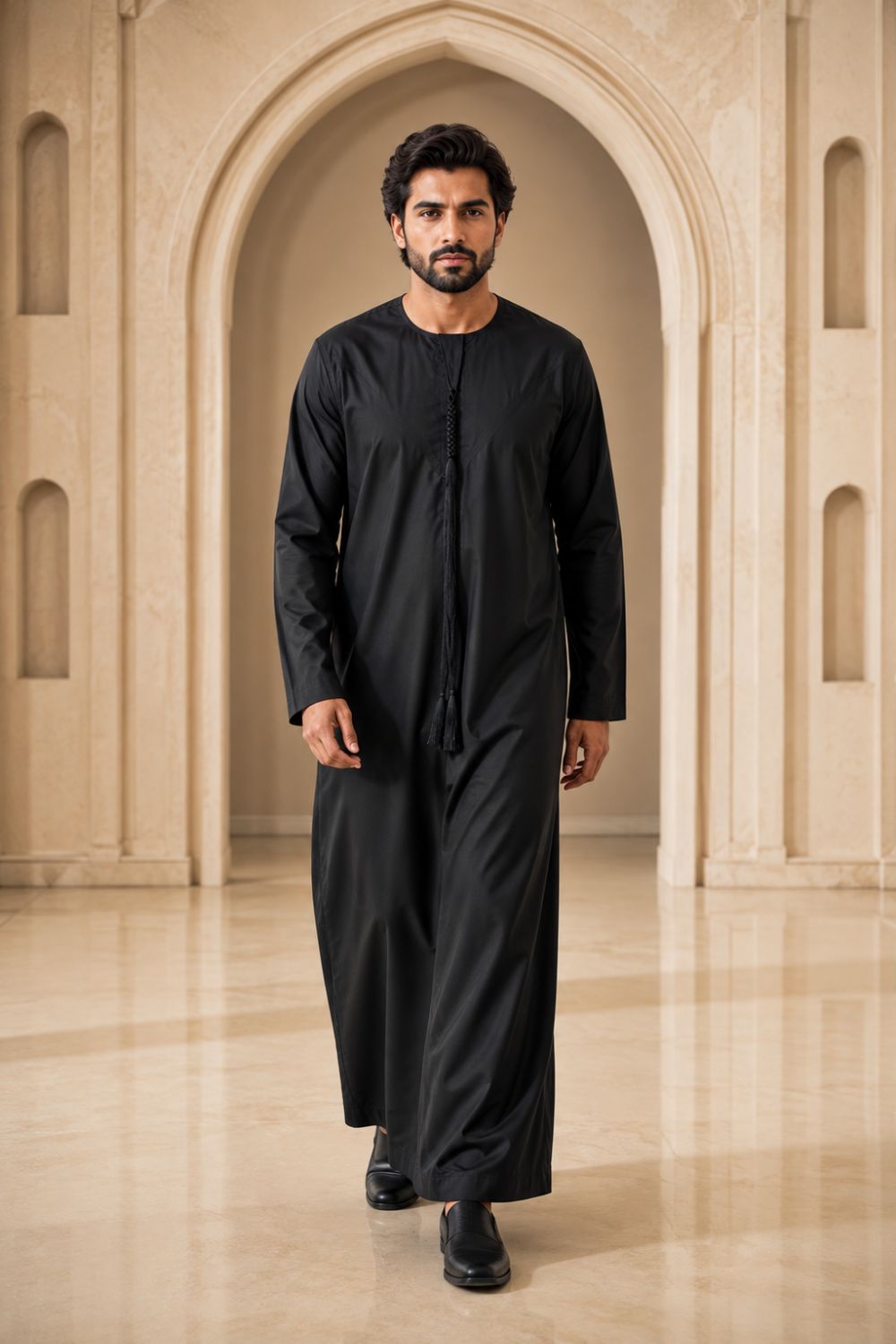 Black Emirati Thobe with Tassel