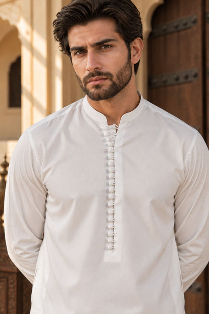 White Dobby Kurta Pajama
