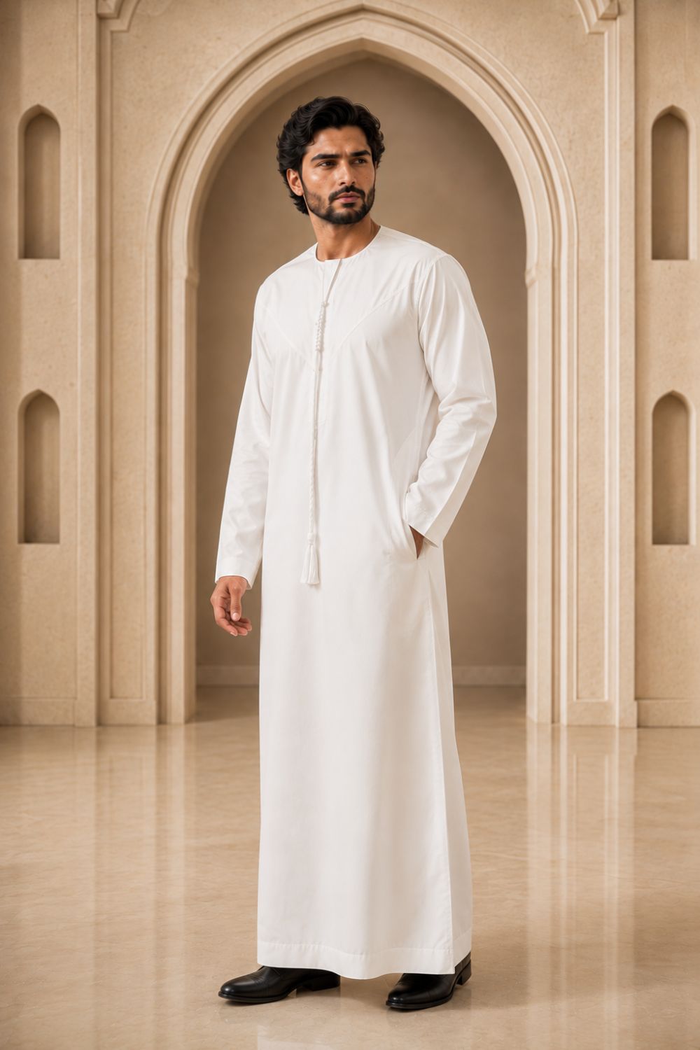 Off-White Emirati Thobe with Tassel