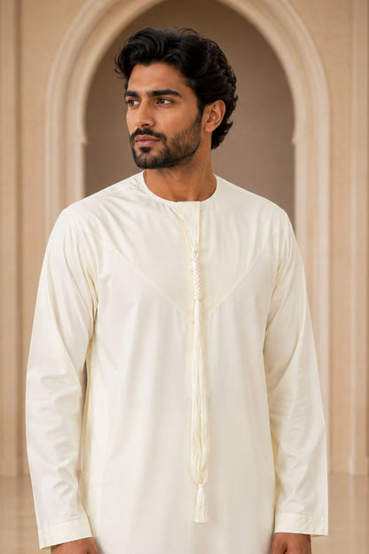 Cream Emirati Thobe with Tassel