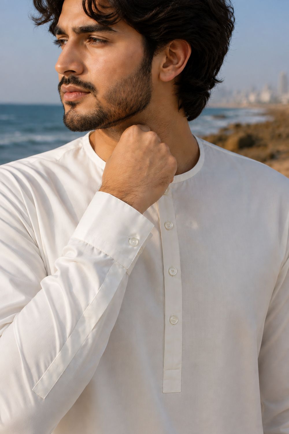 Cream Casual Kurta Pajama