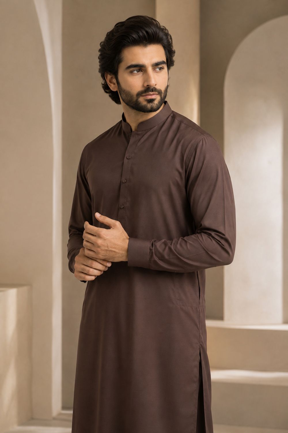 Deep Brown Kameez Shalwar