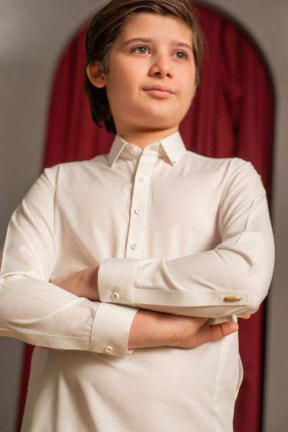 Off-White Slub Texture Kameez Shalwar