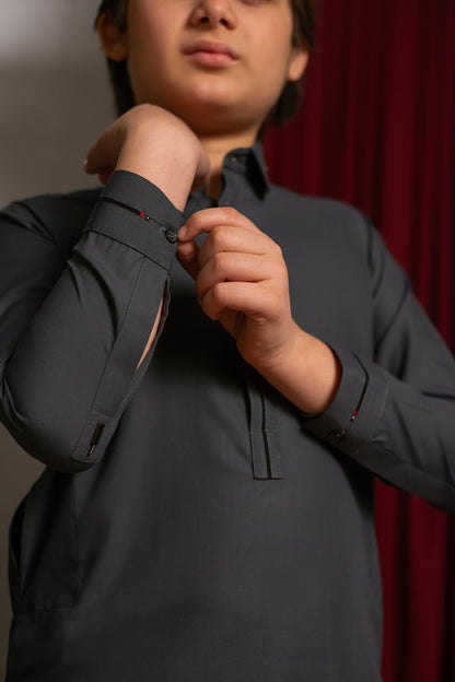 Slate Gray Kameez Shalwar