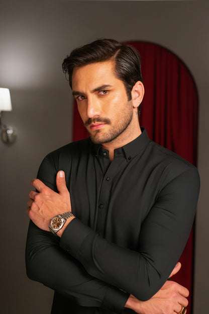 Dark Bottle Green Dobby Designer Kameez Shalwar
