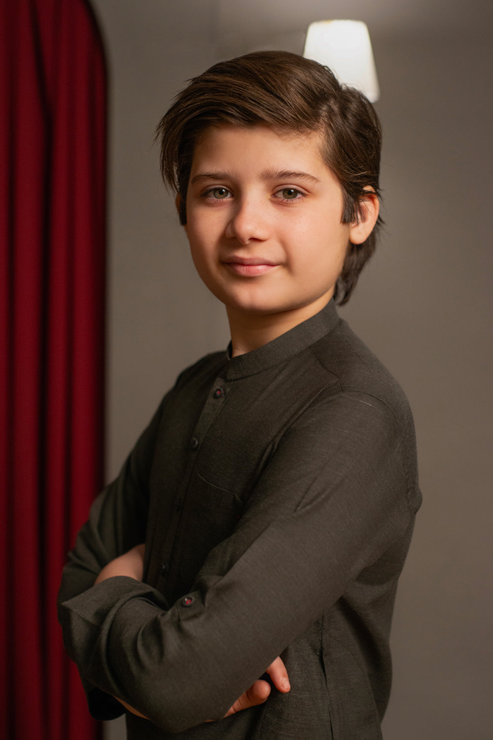 Charcoal Brown Two Tone Kurta Pajama