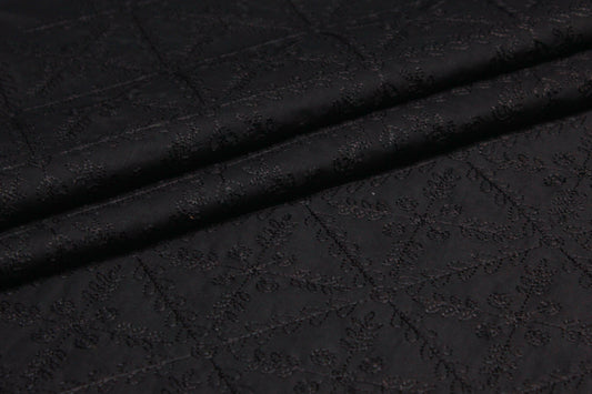 Black Unstitched Chikankari Embroidered Kurta