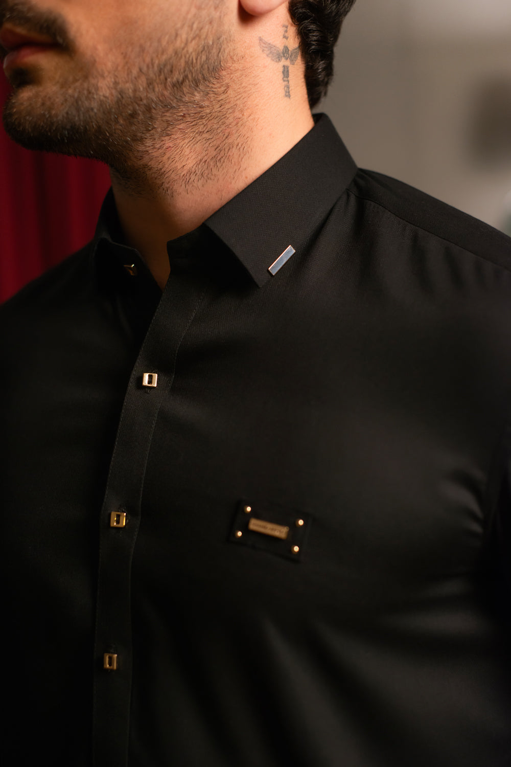 Black Dobby Designer Kameez Shalwar