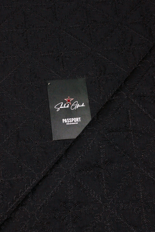 Black Unstitched Chikankari Embroidered Kurta