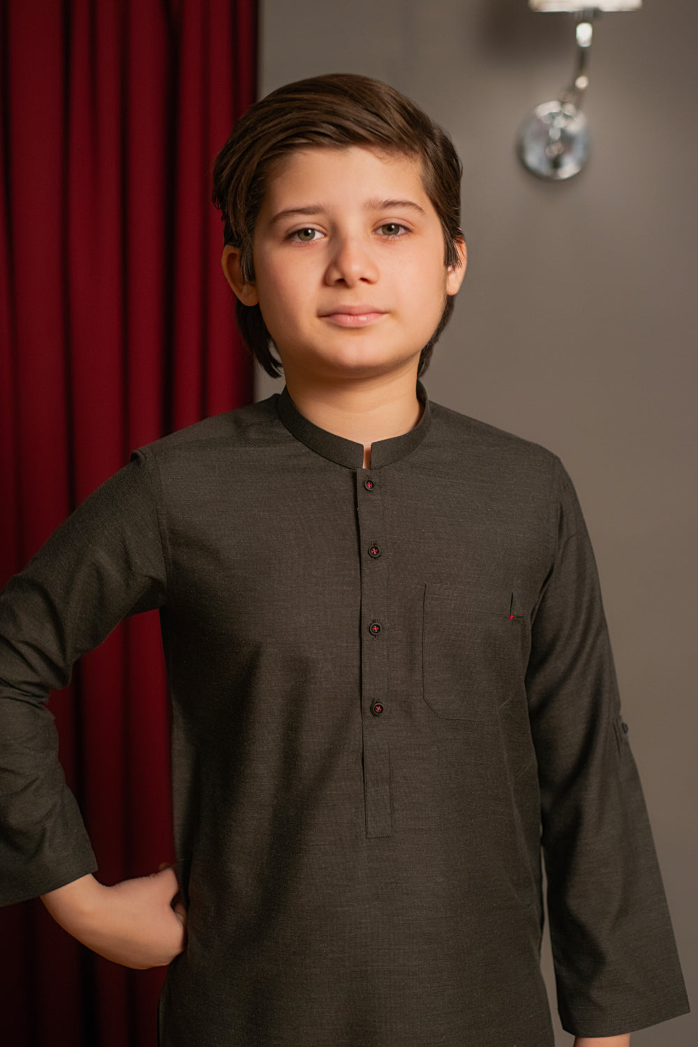 Charcoal Brown Two Tone Kurta Pajama
