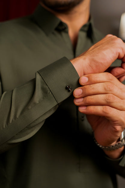 Military Green Kameez Shalwar