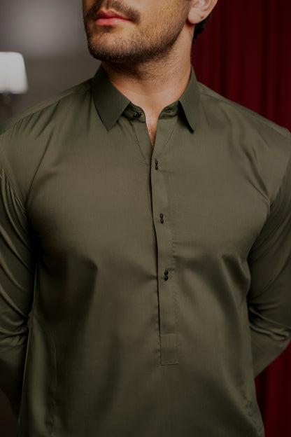 Military Green Kameez Shalwar