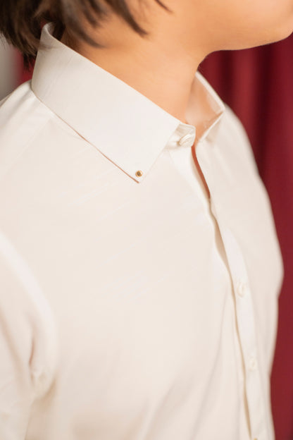 Off-White Slub Texture Kameez Shalwar