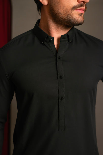 Dark Bottle Green Dobby Designer Kameez Shalwar