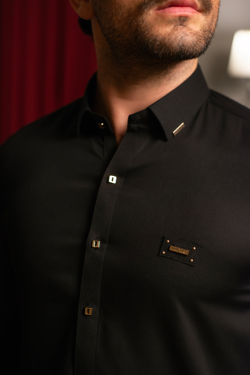 Black Dobby Designer Kameez Shalwar