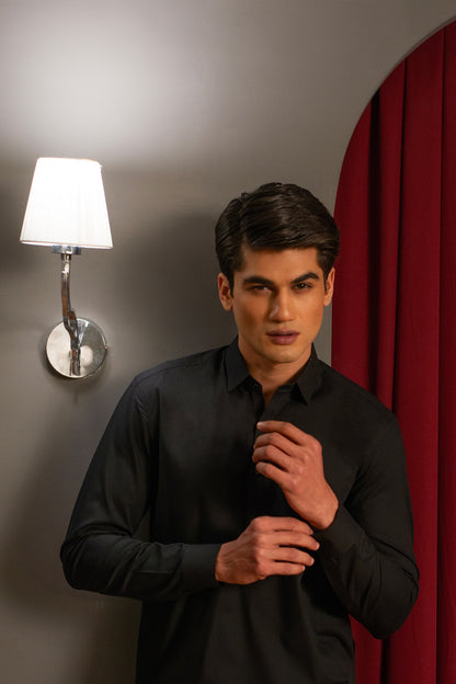 Classic Black Cotton Kameez Shalwar
