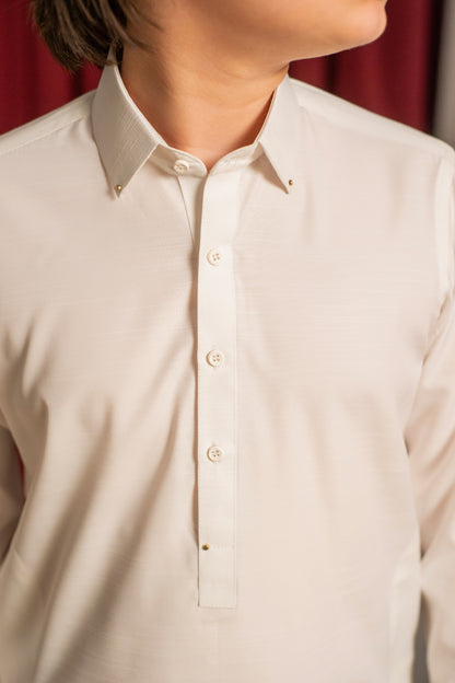 Off-White Slub Texture Kameez Shalwar