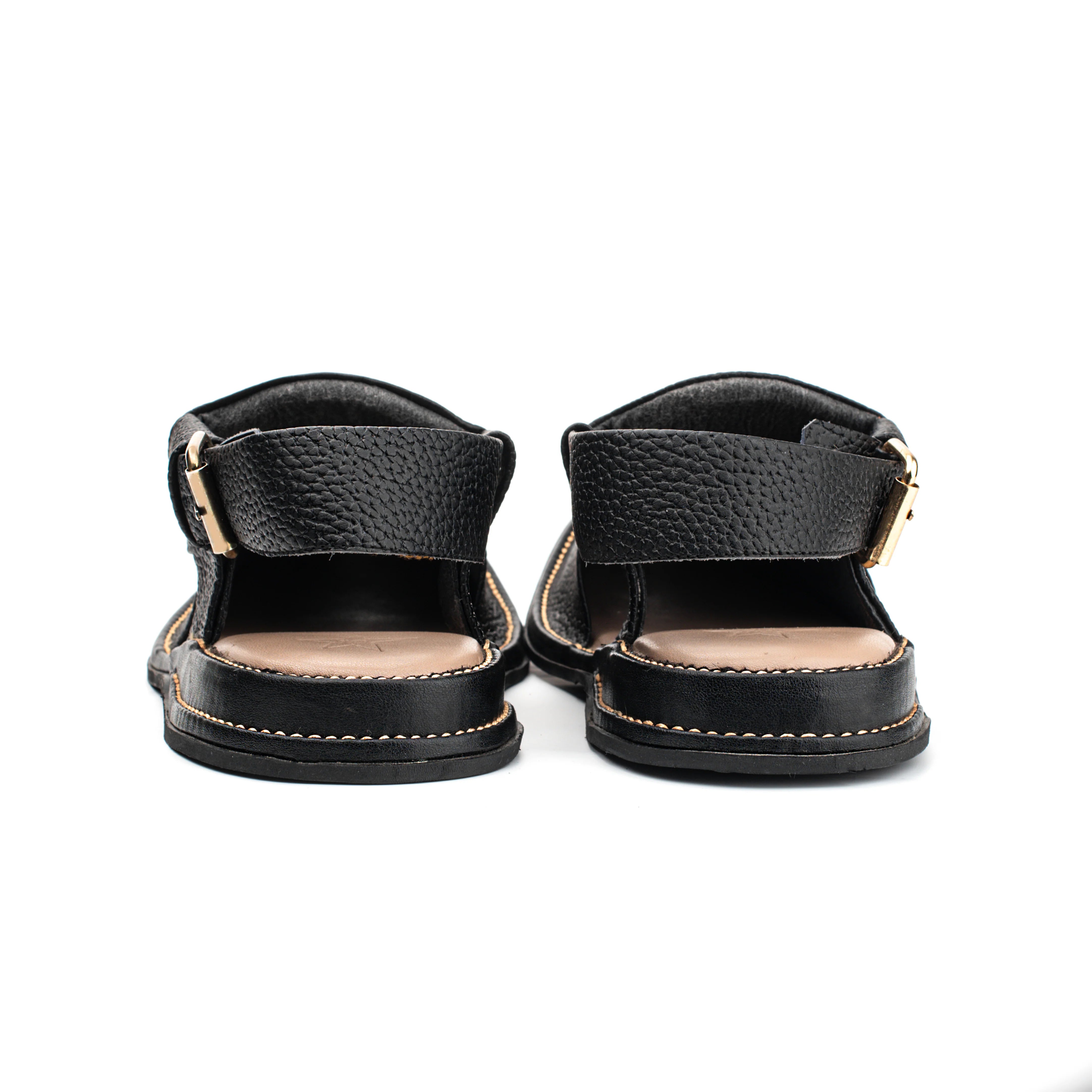 Black and Gold Textured Peshawari Sandal