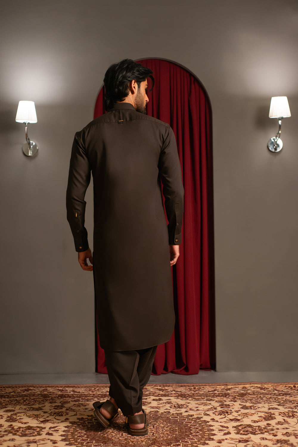 Dark Chocolate Dobby Designer Kameez Shalwar