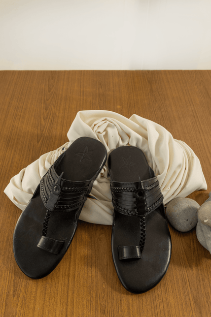 Black Leather Kolhapuri