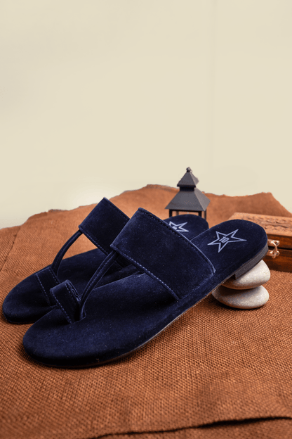 Navy Blue Sueded Kolhapuri